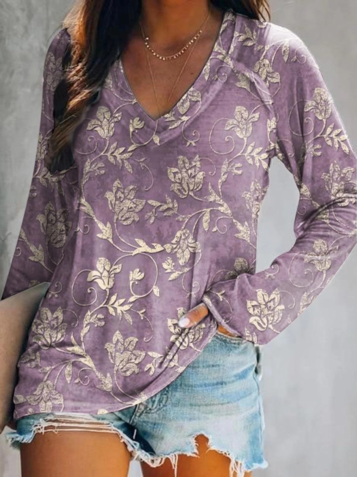 Women's Vintage Folk Art Floral Pattern Print Pocket Cotton Dress