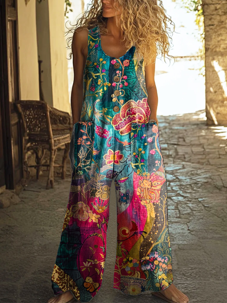 Women's Art Floral Hippie Print Tank Dress