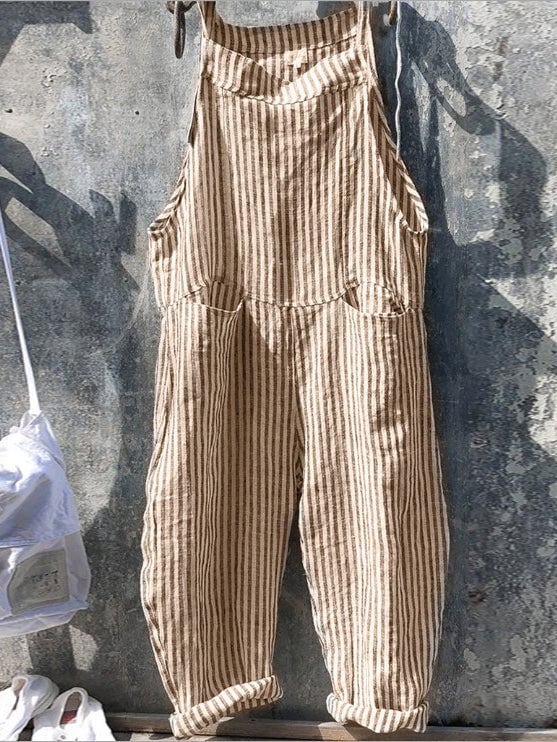 Women's Stripe Print Lace Up Wide Leg Jumpsuit