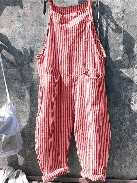 Women's Stripe Print Lace Up Wide Leg Jumpsuit