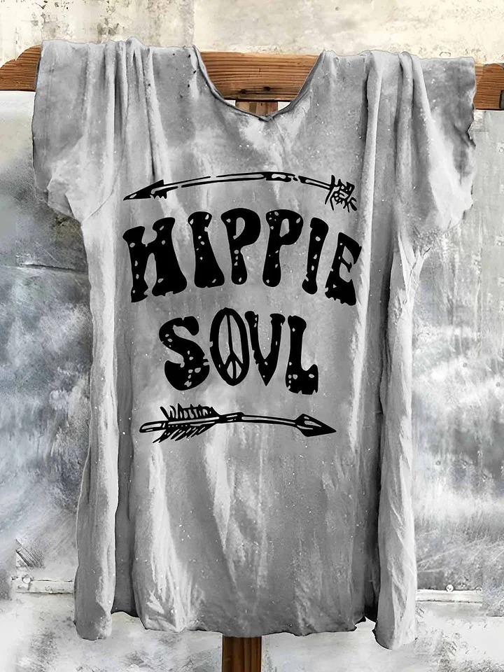 Letter Short Sleeve Crew Neck Boho Dress Letter Short Sleeve Crew Neck Boho Dress