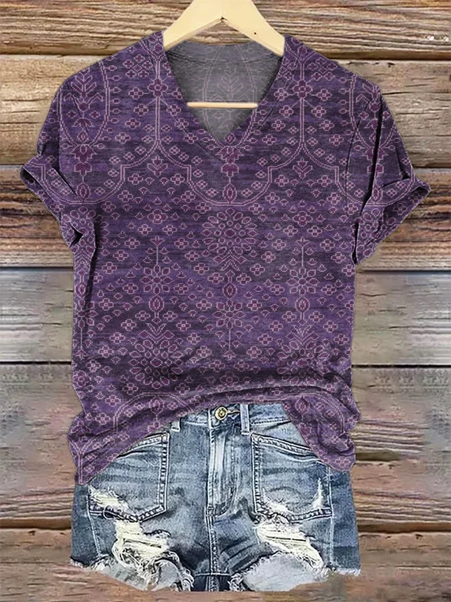 Women's Art Painting Purple Vintage Floral Print Long Sleeve Shirt Women's Art Painting Purple Vintage Floral Print Long Sleeve Shirt