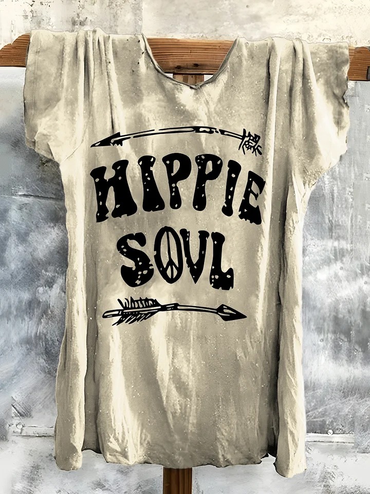 Letter Short Sleeve Crew Neck Boho Dress Letter Short Sleeve Crew Neck Boho Dress